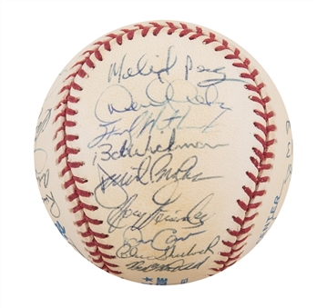1995 New York Yankees Team Signed Baseball with 28 Signatures Including Derek Jeter, Mariano Rivera, Pettitte and Posada - Debut Seasons (JSA Auction LOA)